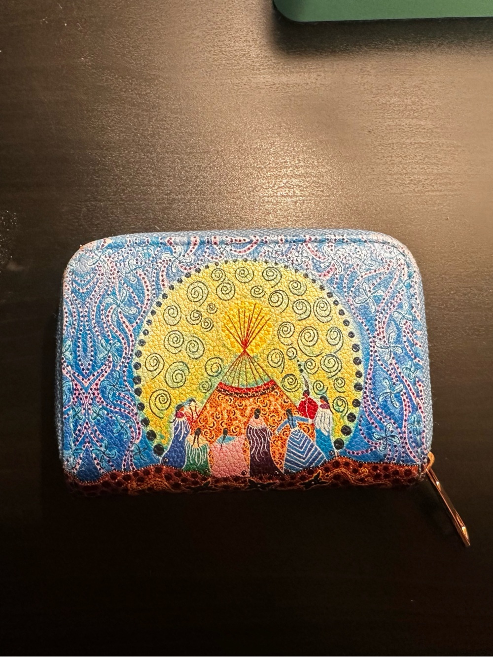Leah Dorion "Dancing Women" small zip wallet/ card holder